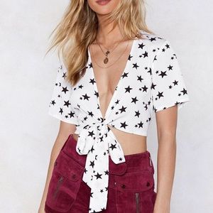 Nasty gal tie front star crop top